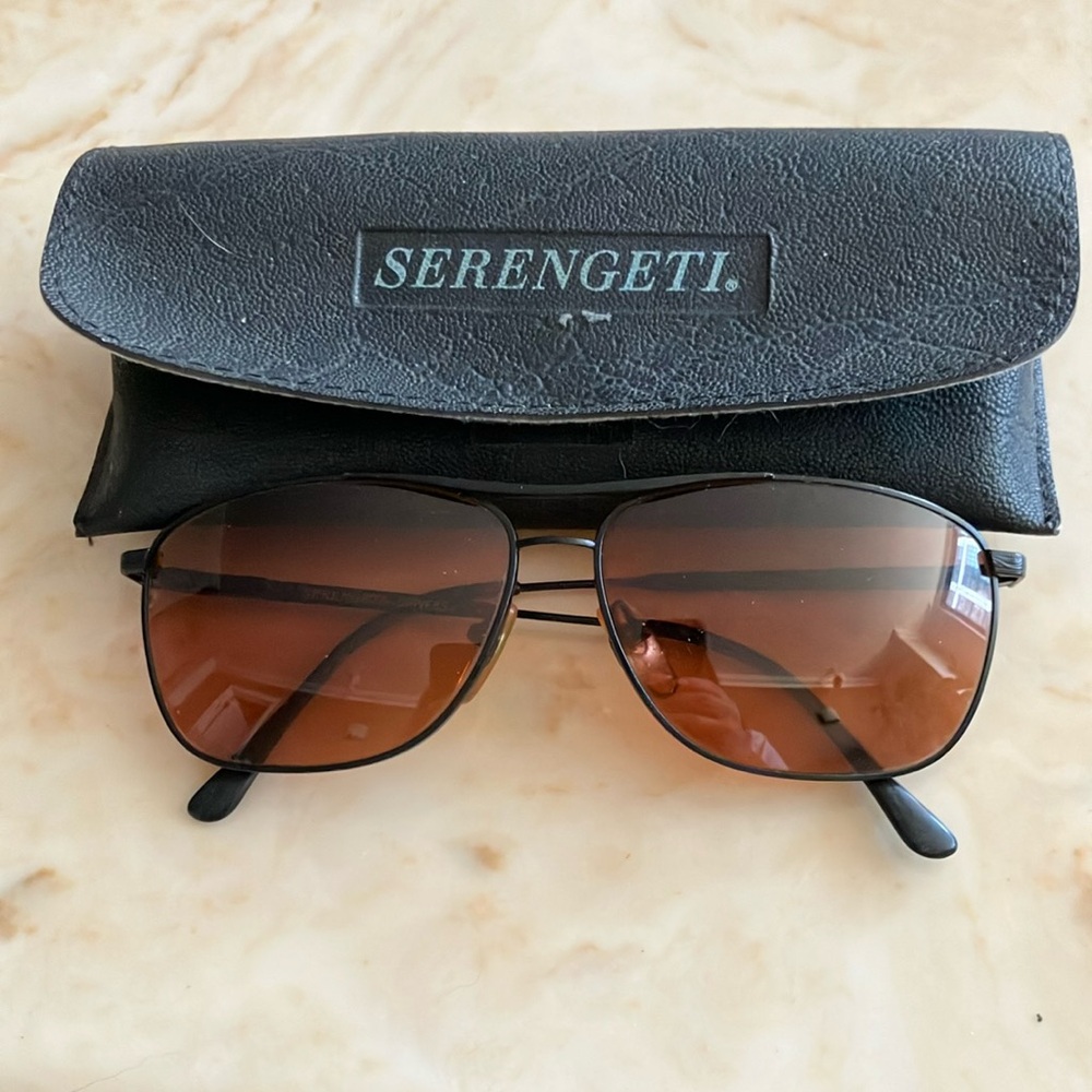 Serengeti Black Frame Sunglasses with Brown Lenses